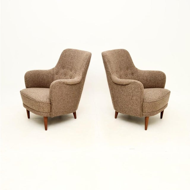 Mid-Century Modern Vintage Swedish Samsas Armchairs attributed to Carl Malmsten, 1960, Set of 2 For Sale - Image 3 of 7