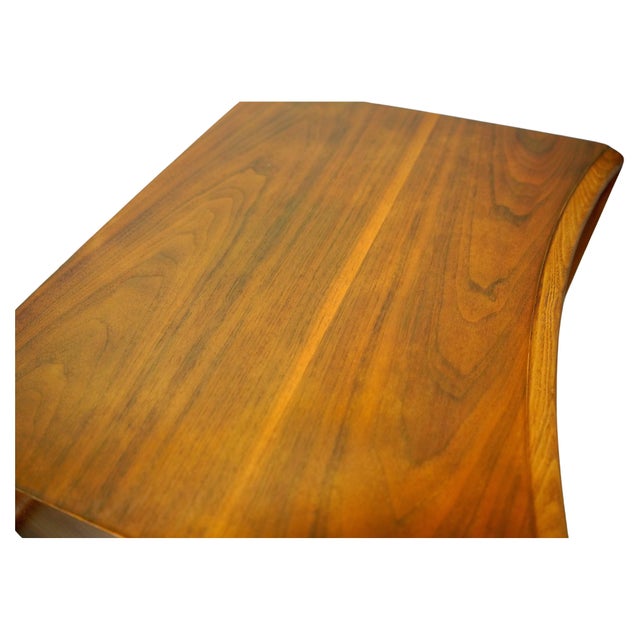 Wood Pair of Paul Frankl for Johnson Furniture Walnut and Brass Nightstands End Tables For Sale - Image 7 of 14