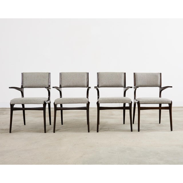 Mid-Century Modern Set of Four Carlo De Carli Walnut Dining Armchairs For Sale - Image 3 of 12