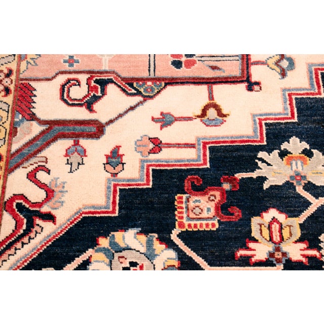 Textile Pasargad Home Serapi Navy/Red Wool Area Rug- 8' 1'' X 9' 8'' For Sale - Image 7 of 8