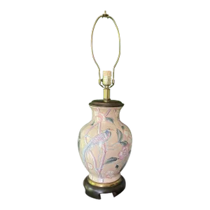 Late 20th Century Peach Tropical Bird Lamp by Frederick Cooper