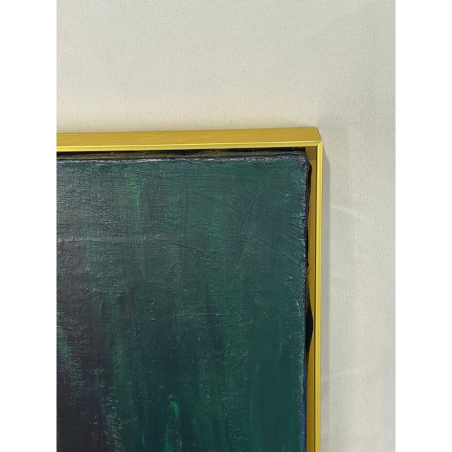 1968 Signed Abstract Figurative Painting in Navy & Emerald Green For Sale - Image 9 of 12