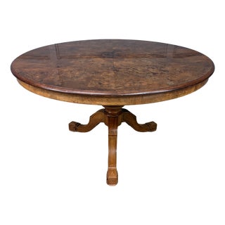 Antique Burr Walnut Centre Table, 1874 For Sale