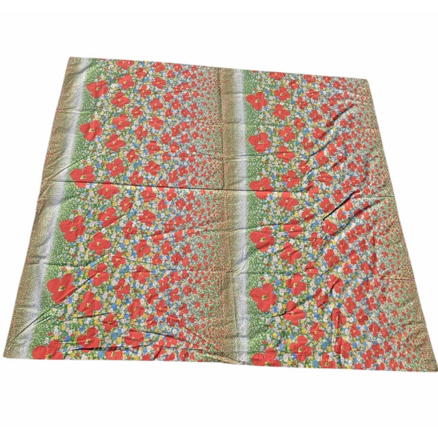 Red Vintage 1960s Retro Poppy Flower Shower Curtain For Sale - Image 8 of 8