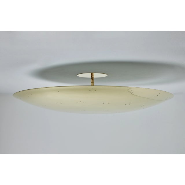 Two Enlighten Large Raul Reyes 'Rey 26' Perforated Polished Brass Dome Ceiling Lamp For Sale - Image 4 of 12