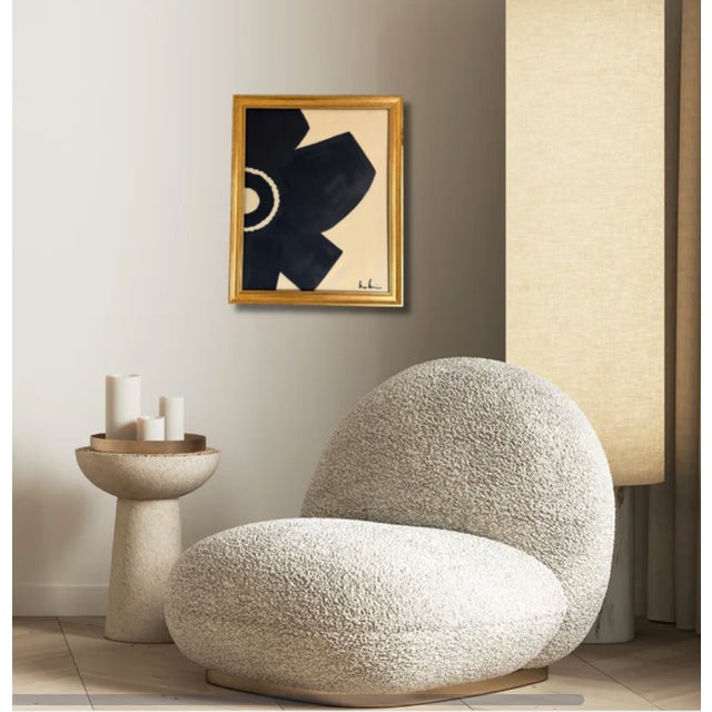 Bryan Boomershine Original Mid-Century Inspired Abstract Painting — Cream, Black & Gold A striking, design-forward...