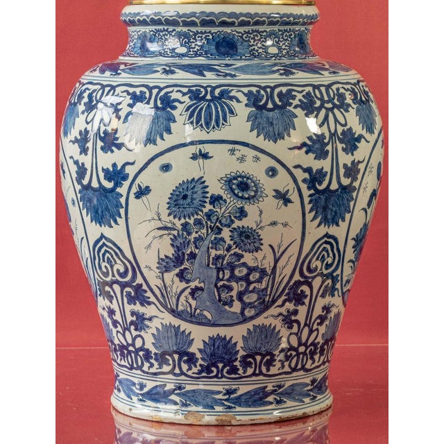 Large Blue and White Table Lamp from Delftware For Sale - Image 7 of 13