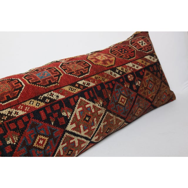Textile Handwoven Persian Rug Pillow Cover – Antique Tribal Decorative Throw Cushion -16'' X 49'' For Sale - Image 7 of 12