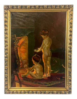 After Paul Peel, After the Bath, 1900s, Oil on Canvas, Framed