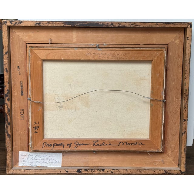 Wood Made in Ireland 1969 Black Rock Castle Oil Painting For Sale - Image 7 of 15