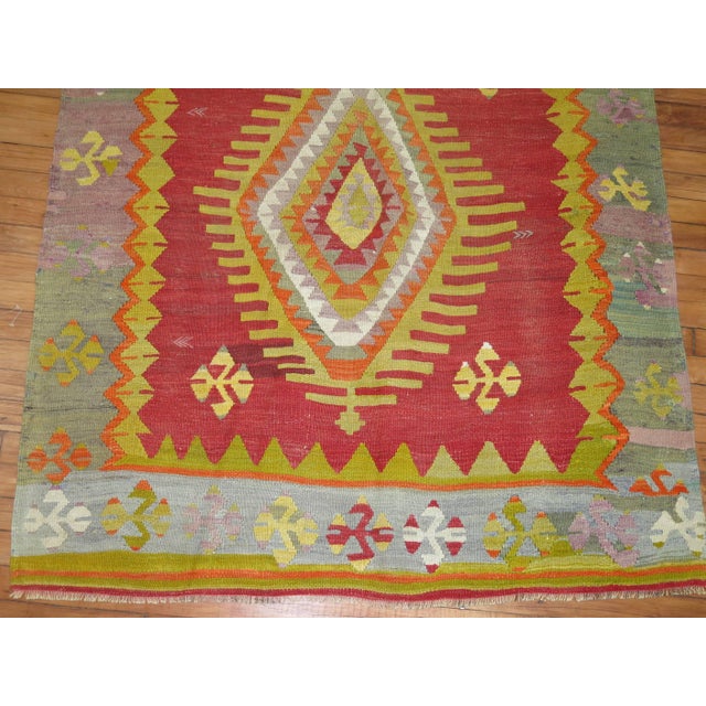 Turkish Kilim 20th Century Flat-Weave Colorful Rug For Sale - Image 4 of 5