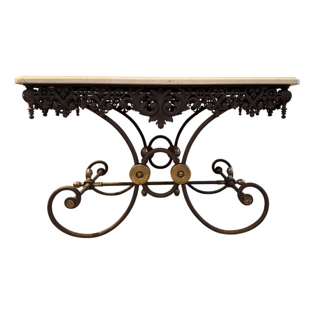 Mid 20th Century French Pastry Table with Marble Top For Sale