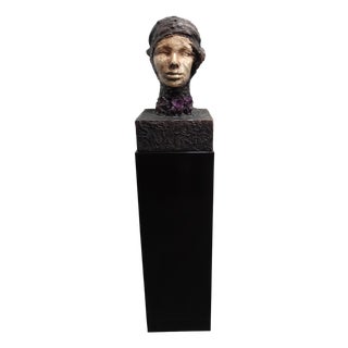 Large Brutalist Bust Sculpture with Amethyst by Marc D'haenens, 1970s For Sale