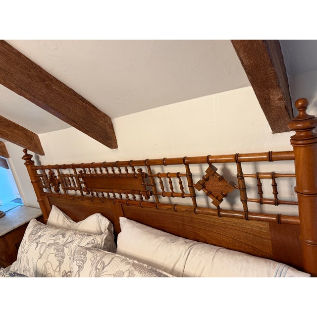 Chinoiserie Custom Faux Bamboo King Bed For Sale - Image 3 of 4