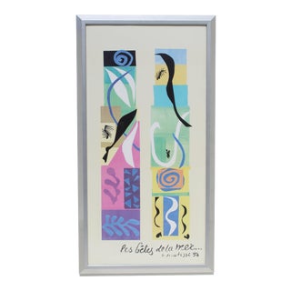 20th Century Modern Matisse Poster With Brushed Silver Frame For Sale