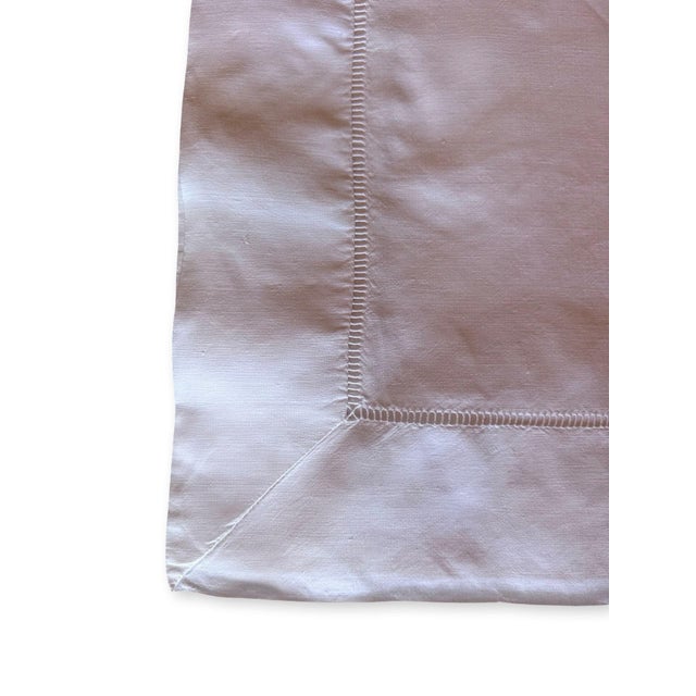Linen Antique French Fine Linen Top Sheet, Handworked Ladderwork With Mitered Corners, No Monogram For Sale - Image 8 of 9