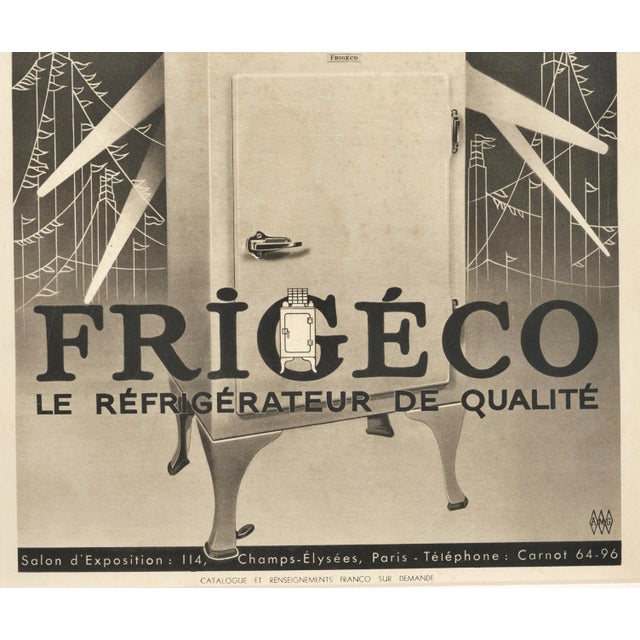 Art Deco 1934 French Art Deco Advertisement Print-Refrigerator, Matted For Sale - Image 3 of 3