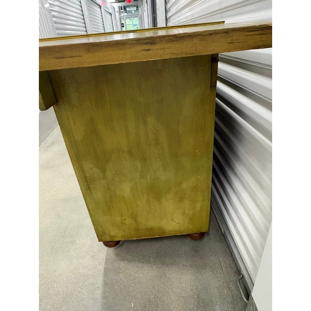 Vintage Solid Wood Hand Painted Wine Bar Cabinet Freestanding Counter Kitchen Island For Sale - Image 9 of 10