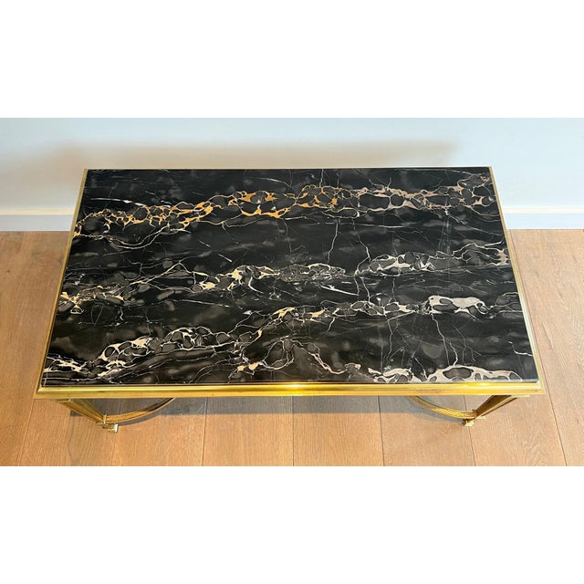 1940s 1940s Bronze coffee table with black Portor marble top in the style of Maison Jansen For Sale - Image 5 of 12