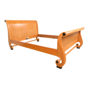 Baker Furniture Biedermeier Primavera and Parcel Ebonized Queen Size Sleigh Bed