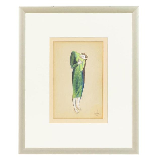 Almada Negreiros, Figure in Green, 1941, Mixed Media on Paper For Sale - Image 6 of 6