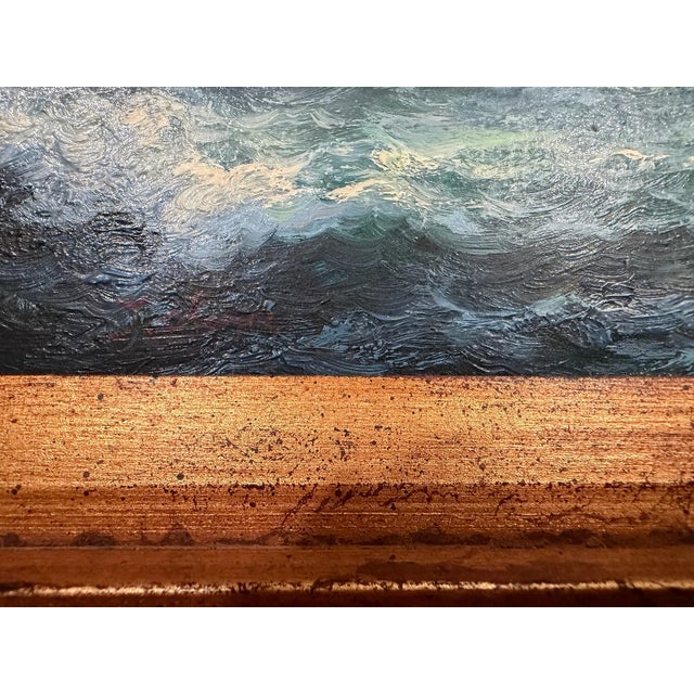1970s Late 20th Century J. Clark - American Clipper at Sea, Oil on Canvas For Sale - Image 5 of 10