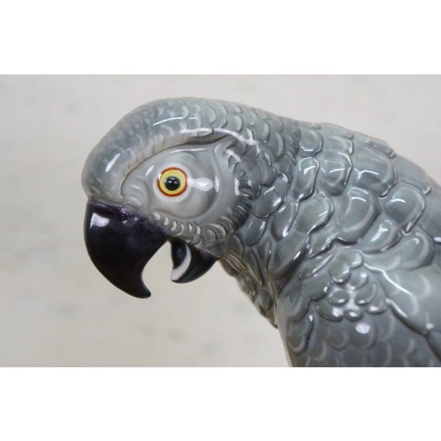 Antique 1925 Hutschenreuther Fritz Klee African Gray Parrot Porcelain Figurine For Sale - Image 9 of 13