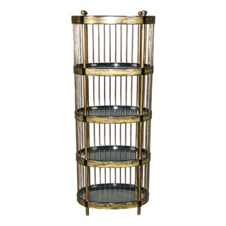 Bernard Rohne for Mastercraft Acid Etched Modern Brass and Metal Etagere For Sale