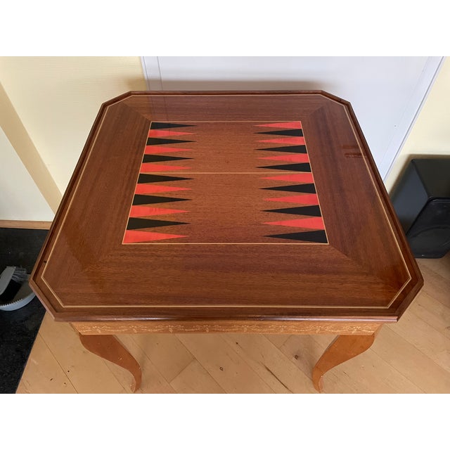 Wood Hollywood Regency Inlaid Gaming Table, Italy, 1960s For Sale - Image 7 of 16