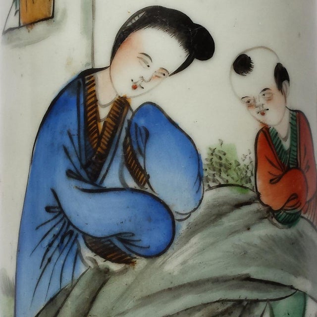 Ceramic Antique Chinese Hat Stand with the Cowherd and the Weaver Girl For Sale - Image 7 of 8