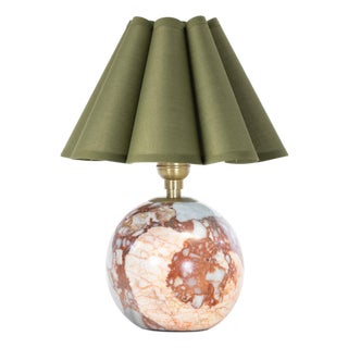 Giorgio Marble Mini Lamp, Natural Brass with Olive Scalloped Shade For Sale