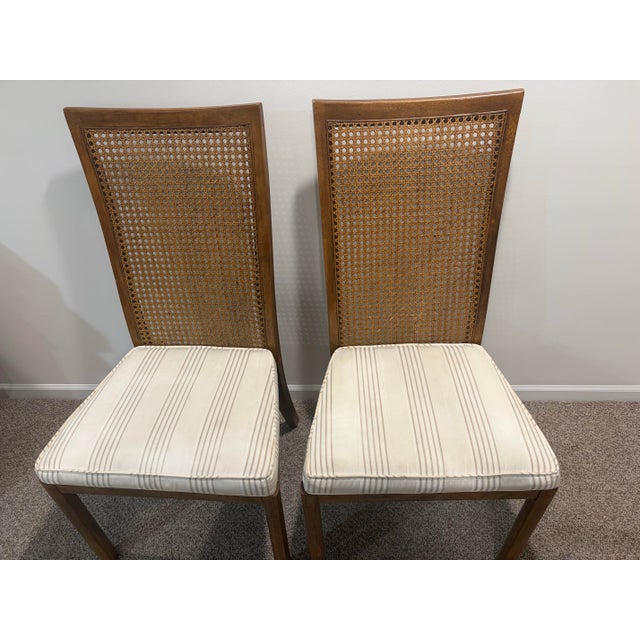 Textile 1970s MCM Drexel Heritage Cane Back Dining Chairs (6) For Sale - Image 7 of 8