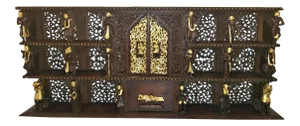 19th Century Asian Highly Carved Wooden and Gilted Floor Case