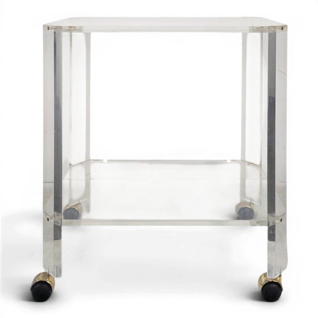 Glass Acrylic Glass Rolling Cart by David Lange For Sale - Image 7 of 7