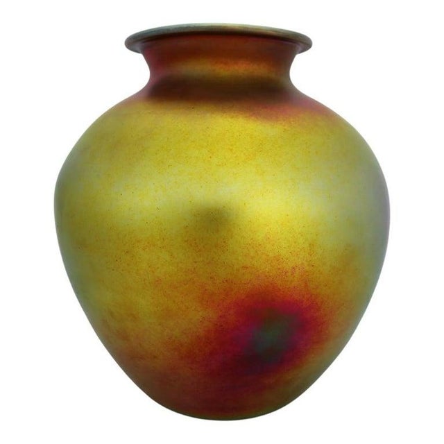 Glass Oversized Antique Steuben Gold Aurene Bulbous Art Glass Vase, Unsigned, C1920 For Sale - Image 7 of 8