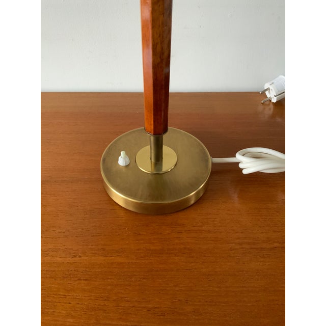 Vintage Table Lamp in Brass and Teak from Boréns Borås, 1940s For Sale - Image 15 of 18