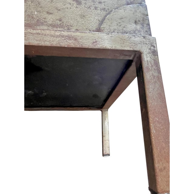 Early 20th Century Industrial Metal Trunk Chest on Stand With Patina Finish For Sale - Image 14 of 18