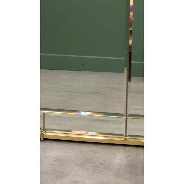 Gold Vintage Brass Arched Cathedral Bevelled Glass Wall Mirror, 1970s For Sale - Image 8 of 9