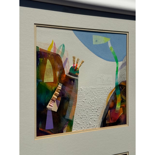 Late 20th Century Original Mixed Media Diptych Painting by Bolivian-Brazilian Artist Mario Cespedes For Sale - Image 10 of 12