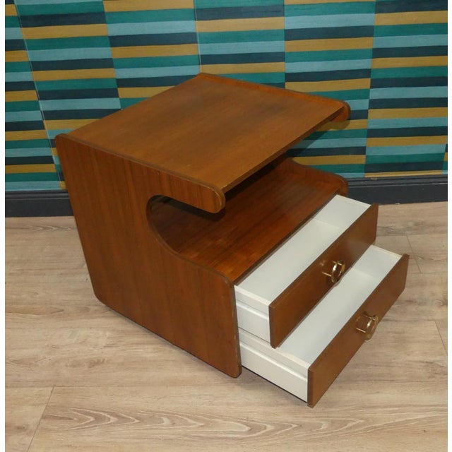 Walnut Record Player Side Table on Casters, 1970s For Sale - Image 9 of 14