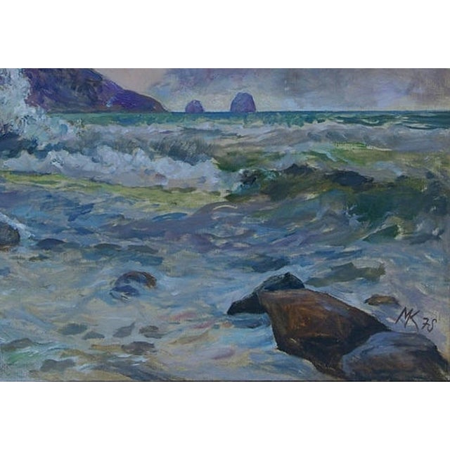 Original Seascape Oil Painting, Soviet Ukrainian Art, 1978 70-100 For Sale - Image 6 of 6