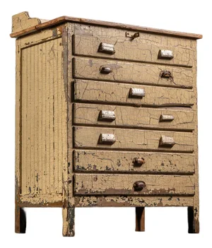 Early 20th Century Chippy Painted Industrial Cabinet