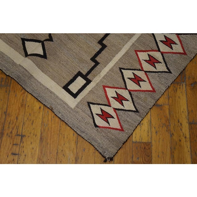 1920s Grey Storm Geoemtric Antique American Navajo Rug 3'x5' 7" Flatweave Wool Carpet For Sale - Image 10 of 12