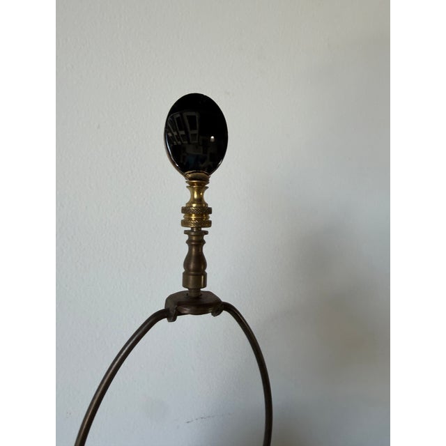 Black Vintage Hollywood Regency Brass & Black Leather Geometric Table Lamp For Sale - Image 8 of 13