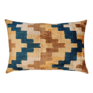 Contemporary Earth Tone Velvet Throw Pillow & Down Insert For Sale