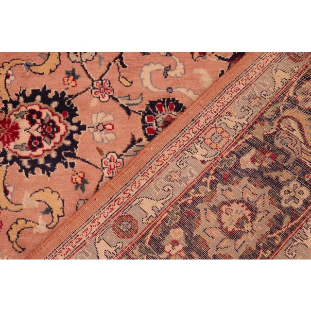 Textile Shabby Chic Floral 1990's Pak-Persian Pink/Blue Wool Rug - 6'2'' X 9'4'' For Sale - Image 7 of 9