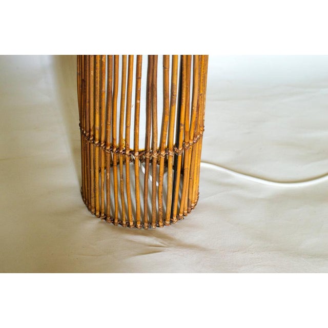 Wood Mid-Century Rattan Floor Lamp in the style of Louis Sognot, 1960s For Sale - Image 7 of 14