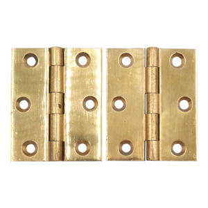 Pair of Vintage 2 X 2.5 In. Polished Brass Cabinet Door Hinges
