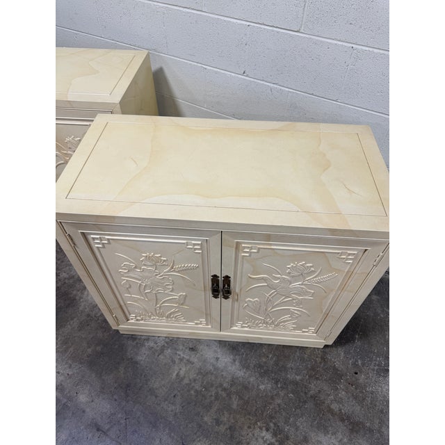 Off-white Henredon Goatskin Cabinets - A Pair For Sale - Image 8 of 11