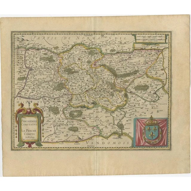 Antique map titled 'Perchensis Comitatus - La Perche compte'. Old map of the former province of Perche, France. Until the...